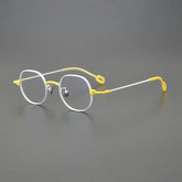 Earwyn Retro Titanium Glasses Frame Geometric Frames Southood White yellow